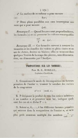 Propositions sur les nombres.