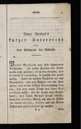Vater Gerhard's kurzer Unterricht von dem Endzwecke des Gebeths