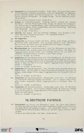 H) Deutsche Fayence (Nr. 606-628)