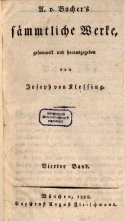 A. v. Bucher's sämmtliche Werke, 4. Predigtwesen