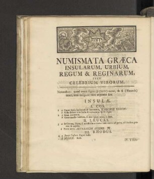 Numismata graeca insularum, urbium, regum & reginarum, item celebrium virorum.