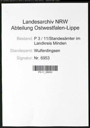 Sterberegister Standesamt Wulferdingsen