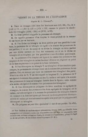 RÉSUMÉ DE LA THÉORIE DE L'ÉQUIVALENCE.