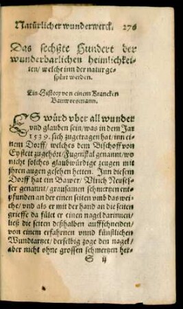 Das sechßte Hundert der wunderbarlichen heimlichkeiten/ welche inn der natur gespürt werden.