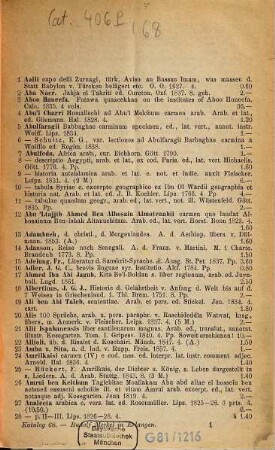 Antiquarischer Katalog, 68. Orientalia