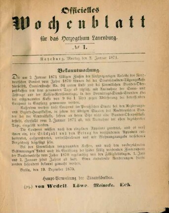 2. Januar-30. December = No. 1-84