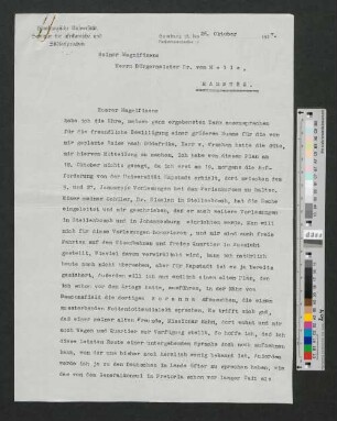Brief an Werner von Melle