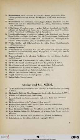 Antike und Stil-Möbel (Nr. 81-167)