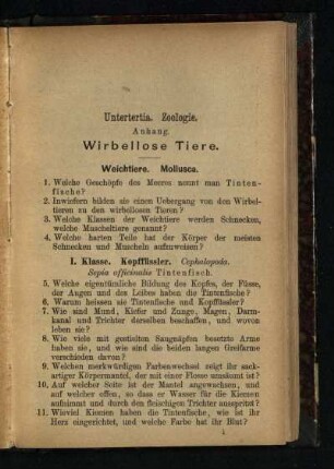 Untertertia. Zoologie