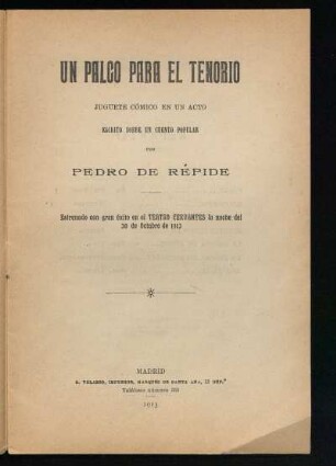 Un palco para el tenorio