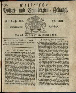 Nr. 90, Sonnabend, den 9ten November 1816