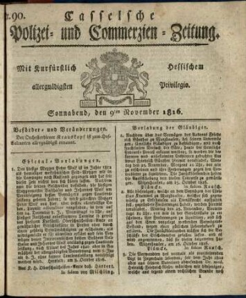 Nr. 90, Sonnabend, den 9ten November 1816