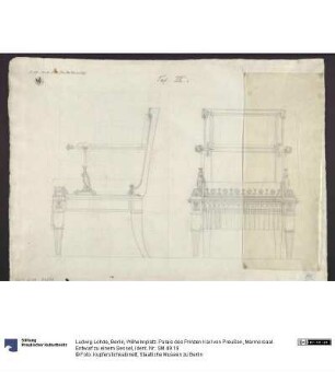 Berlin, Wilhelmplatz. Palais des Prinzen Karl von Preußen, Marmorsaal. Entwurf zu einem Sessel
