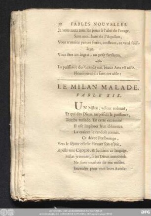 Le Milan Malade. Fable XIX.