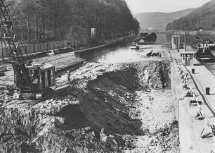Baustelle der Staustufe Guttenbach/Neckar