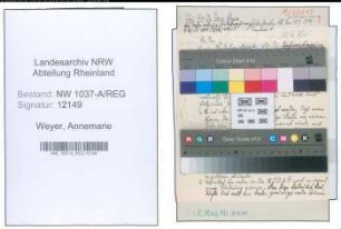 Entnazifizierung Annemarie Weyer , geb. 15.06.1895 ()
