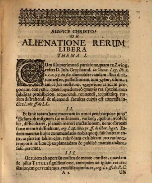 Disputationem Juridicam De Alienatione Rerum Libera ... in Universitate Altdorffina ... Sine Praeside publicè examinandam proponit Johann. Chilian. Metzger : Ad diem 26 Novembr. A. N. C. M. DC. LXIII.