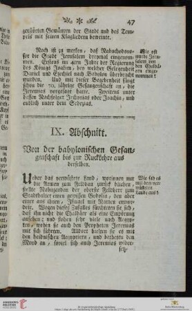 IX. Abschnitt: Von der babylonischen Gefangenschaft bis zur Ruckkehre aus derselben