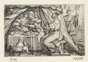 Judith und Holofernes beim Gastmahl, Blatt 5 der Folge "Szenen des Alten Testament"