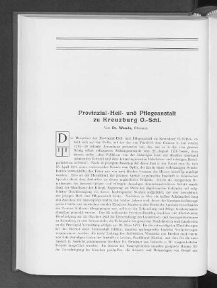 Provinzial-Heil- und Pflegeanstalt zu Kreuzberg O.-Schl.
