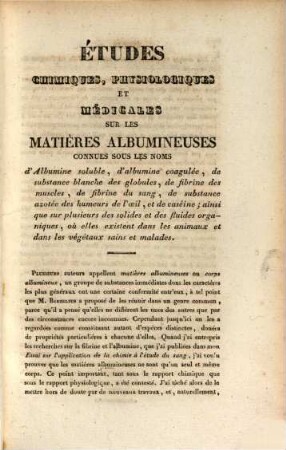 Etudes chimiques, physiologiques et medicales fartes...sur les matières albumineuses