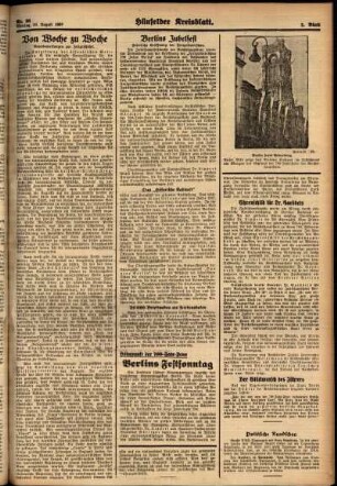 Zweite Ausgabe vom Montag, den 16. August 1937.