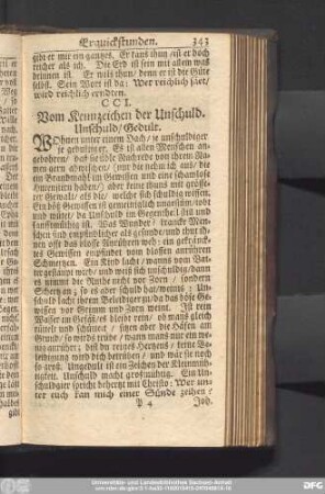 CCI. Vom Kennzeichen der Unschuld. Unschuld, Gedult.