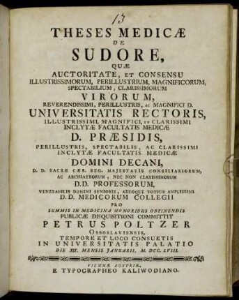 Theses Medicæ De Sudore