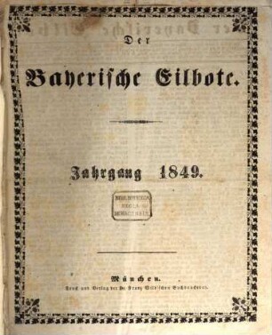 Baierscher Eilbote. 1849