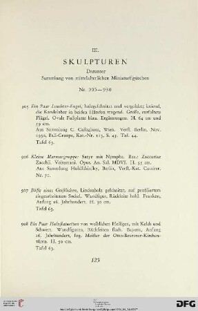 III. Skulpturen (Nr. 905-930)