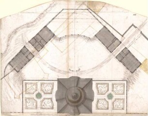 Pedetti, Peter Moritz (Maurizio); Pfünz bei Eichstätt; Schloss (Codex Aureatinus) - Quadratische Baukörper (Grundriss, Aufriss)