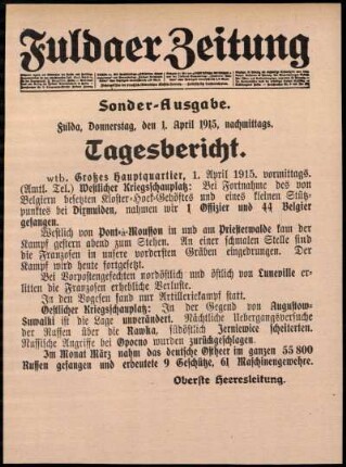 Ausgabe vom Donnerstag, den 01. April 1915.