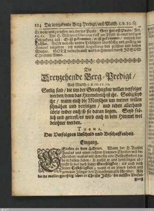 Die Dreyzehende Berg-Predigt.