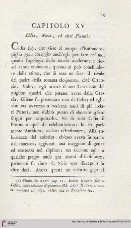 Capitolo XV: Cidia, Nicia ed altri Pittori