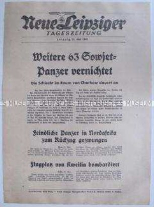 Extrablatt der "Neuen Leipziger Tageszeitung" u.a. zu den Kämpfen bei Charkow