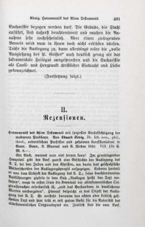 491-493 [Rezension] König, Eduard, Hermeneutik des Alten Testaments