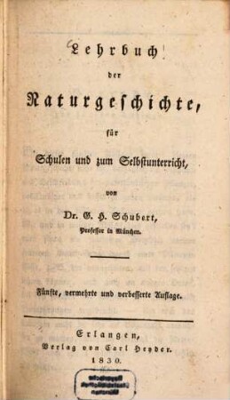 Lehrbuch der Naturgeschichte : für Schulen und zum Selbstunterricht