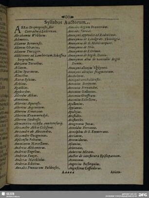 Syllabus Auctorum