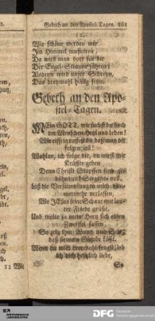 Aposteltage, Trost, Sterben