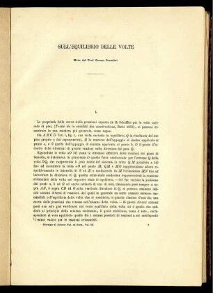 Sull' Equilibrio Delle Volte