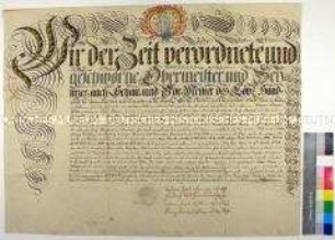 Lehrbrief der Zeug-, Parchent- und Leinweber in Jena für Johann Simon Zöller aus Kleinlöbichau