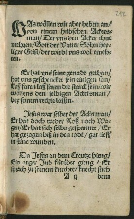 WAs wöllen wir aber heben an/ || von einem hübschen Ackers=||man/