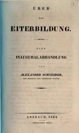 Über die Eiterbildung : eine Inaug.abh.