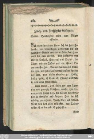 Zwey und funfzigster Abschnitt. Gottes Herrlichkeit wird dem Pilger offenbar