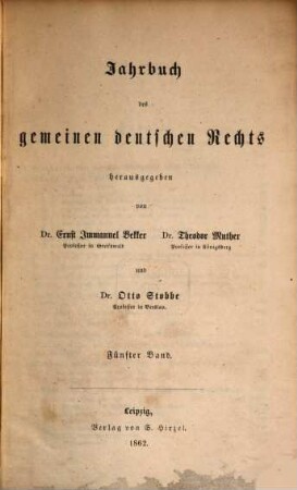Jahrbuch des gemeinen deutschen Rechts. 5. 1862