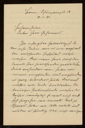 Brief von Hans Schreuer an Otto von Gierke, Bonn, 10.1.1921