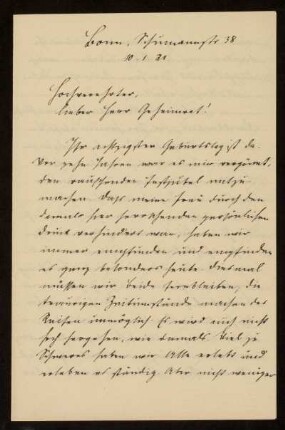 Brief von Hans Schreuer an Otto von Gierke, Bonn, 10.1.1921