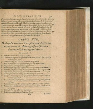 Caput XXII. De Regula omnium Exceptionum dilatoriarum communi ...