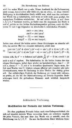 18. Modification der Formeln der letzten Vorlesung.