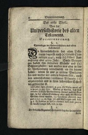 Der erste Theil: Von der Universalhistorie des alten Testaments